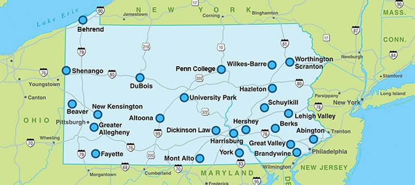 Map of Penn State campus locations
